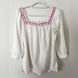 Universal‎ Thread Linen Blend Embroidered Oversized Top